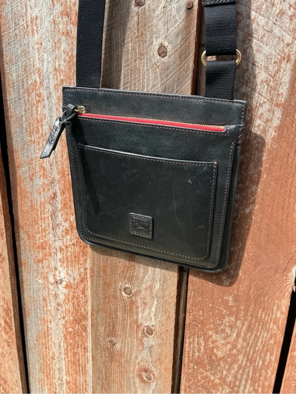 Black Leather Crossbody Bag with Adjustable Strap